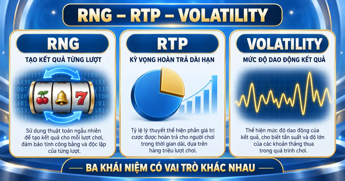 So sánh vai trò của RNG RTP và Volatility trong game slot