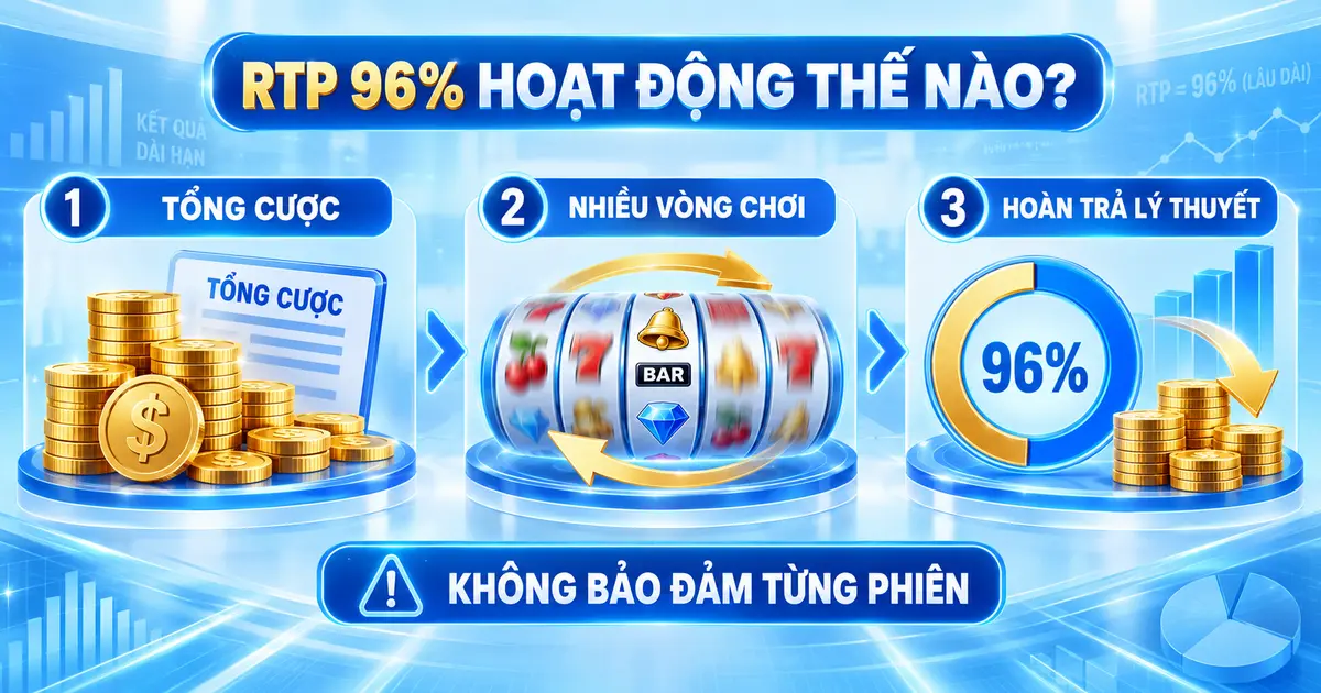RTP 96% hoạt động qua nhiều vòng chơi và không bảo đảm từng phiên